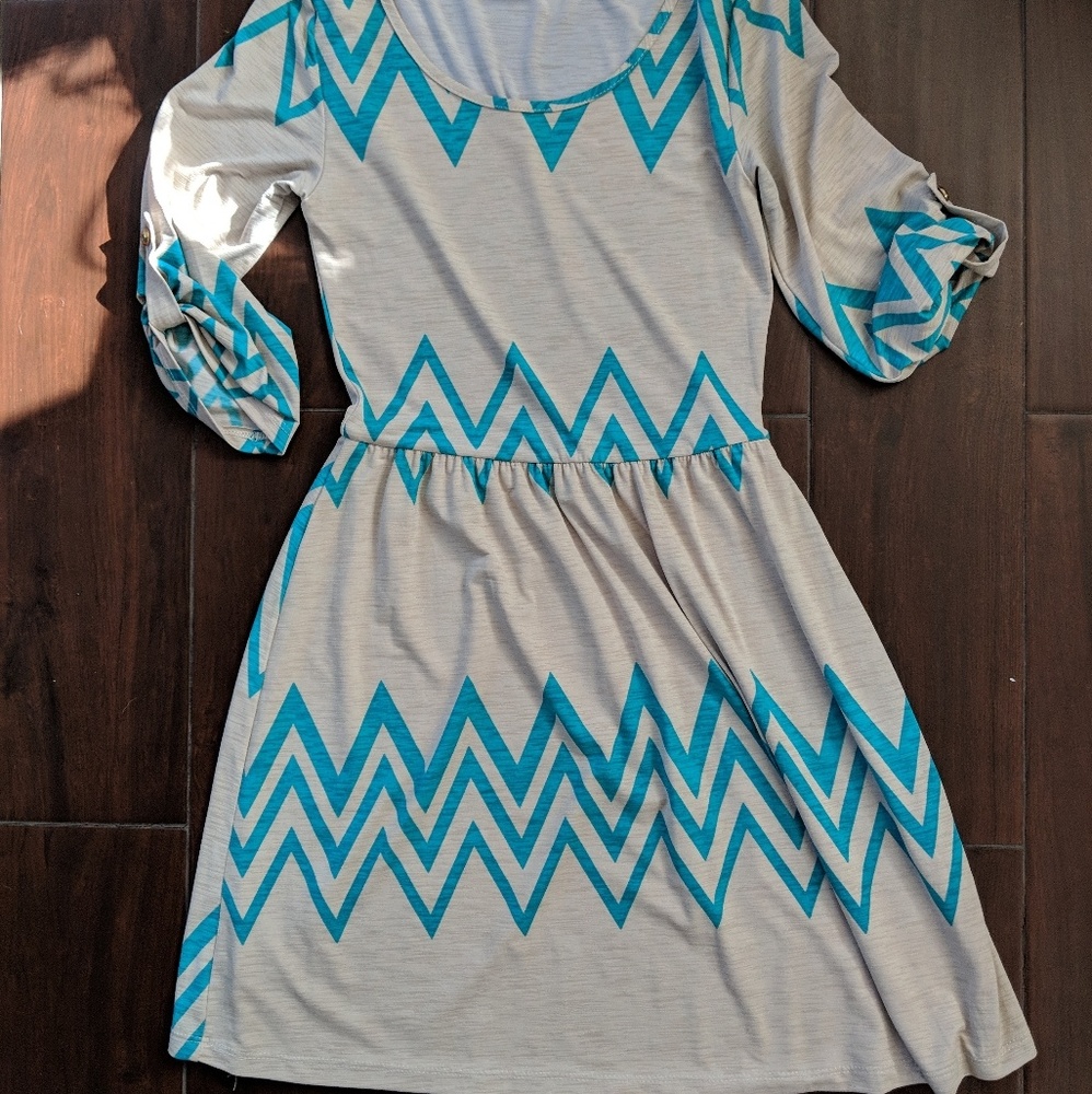 Blue zig zag print dress